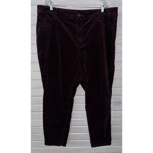 Ann Taylor LOFT Sz PLUS 24 High Waist Skinny Velvet Pants Burgundy Stretch EUC
